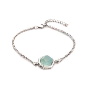 Armband met natuurlijk geverfde aqua-agaat, 925 zilver, lengte 16,5+3 cm