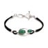 Bracciale con agata verde sfumata ovale, argento 925 rodiato, lunghezza 16,5+3 cm