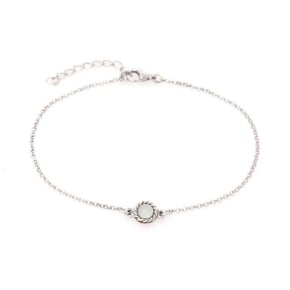 Bracelet ronde avec agate aqua teintée ronde, argent rhodié 925, longueur 17+3cm