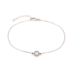 Pulsera redonda con ágata aguamarina redonda teñida, plata 925 rodiada, longitud 17+3cm