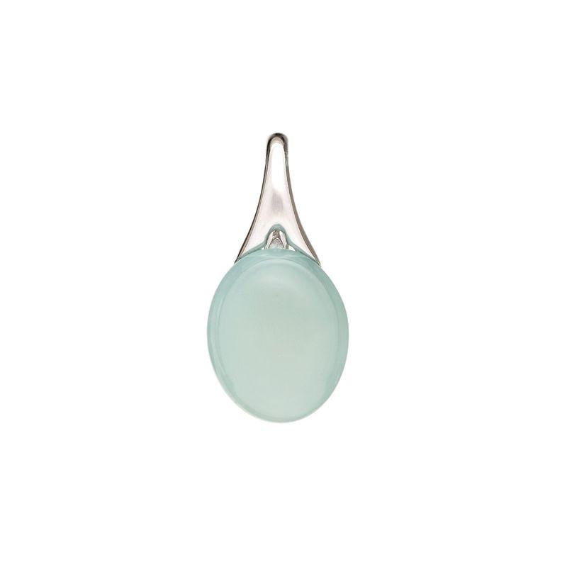 타원형 천연 염색 아쿠아 마노 펜던트, 925 실버, 높이 2.5 cm