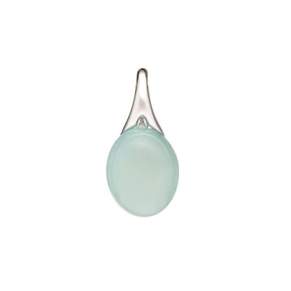 타원형 천연 염색 아쿠아 마노 펜던트, 925 실버, 높이 2.5 cm
