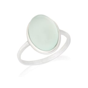 Ring met natuurlijk getinte aqua-agaat, in 925 gerhodineerd zilver