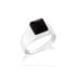 Anillo sello con ónix negro natural cuadrado, en plata 925 rodiada