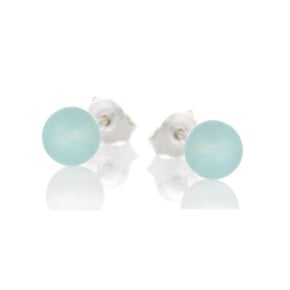 Boucles d'oreilles avec agate aqua teintée naturelle, en argent rhodié 925