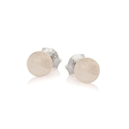 White moonstone ball stud earrings, in 925 rhodium silver