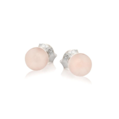 천연 로즈 쿼츠 볼이 세팅된 925 로듐 도금...