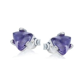 Triangle purple amethyst earrings, in 925 rhodium silver