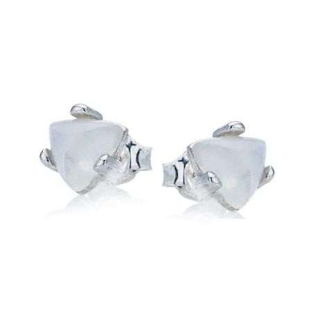 Triangle white moonstone earrings, in 925 rhodium silver