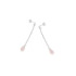 Brincos com gota de quartzo rosa natural, em prata 925 com banho de ródio
