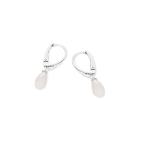 Pendientes con piedra lunar blanca natural, en plata 925 rodiada