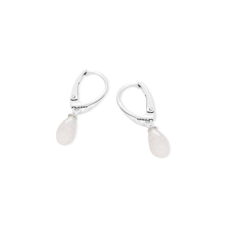 Orecchini con pietra di luna bianca naturale, in argento 925 rodiato