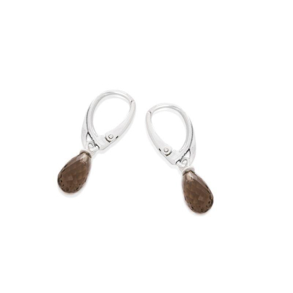 Pendientes con cuarzo ahumado natural, en plata 925 rodiada