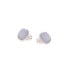 Clous d'oreilles avec agate blue lace naturelle ronde, en argent rhodié 925