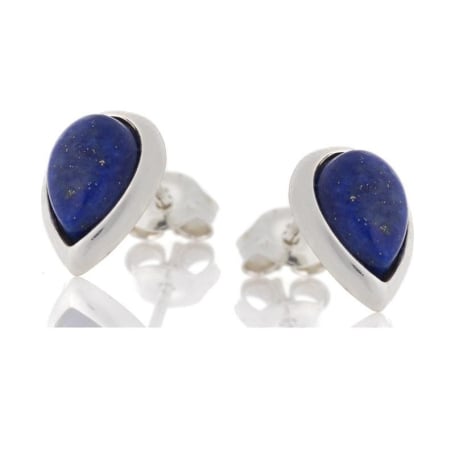 Oorbellen met natuurlijk blauwe lapis lazuli, in gerhodineerd zilver 925