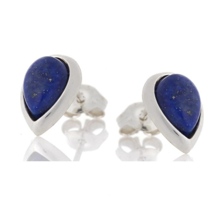 Pendientes con lapislázuli azul natural, en plata 925 rodiada