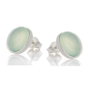Pendientes con ágata agua teñida natural, en plata 925 rodiada