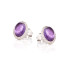Brincos com ametista roxa natural oval, em prata envelhecida 925
