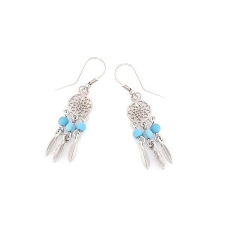 Oorknopjes met rond turquoise, in 925 gerhodineerd zilver