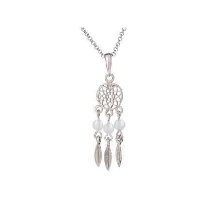 Collana con agata tonda laccio blu, in argento 925 rodiato, lunghezza 42+3 cm