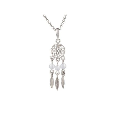 Collier avec agate blue lace ronde, en argent rhodié 925, longueur 42+3cm