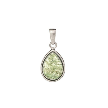 Pendentif goutte avec aventurine verte, en argent rhodié 925, hauteur 1,5+0,8 cm