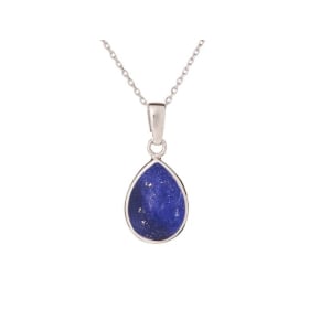 Druppelhanger met blauwe lapis lazuli, gerhodineerd zilver 925, hoogte 1,5+0,8 cm