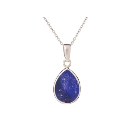 Druppelhanger met blauwe lapis lazuli, gerhodineerd zilver 925, hoogte 1,5+0,8 cm
