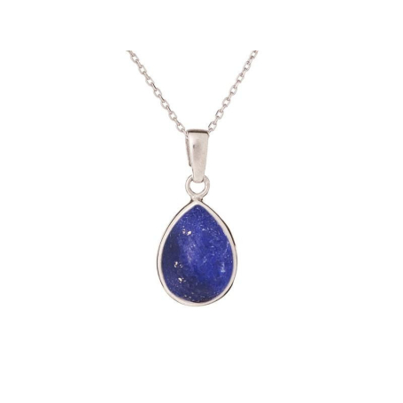 Tropfenanhänger mit blauem Lapislazuli, 925er rhodiniertes Silber, Höhe 1,5+0,8 cm