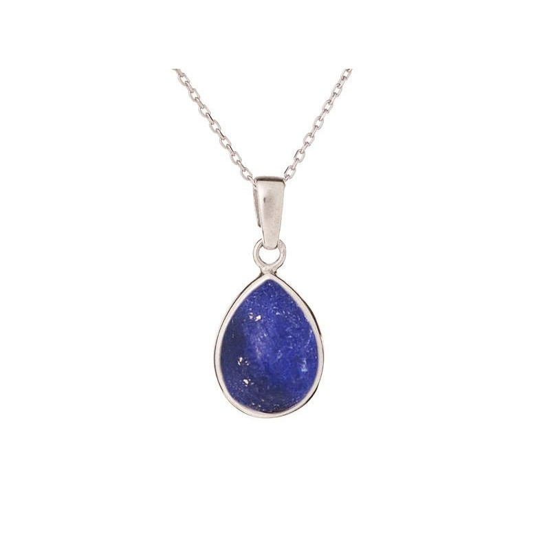 Drop pendant with blue lapis lazuli, 925 rhodium-plated silver, height 1.5+0.8 cm