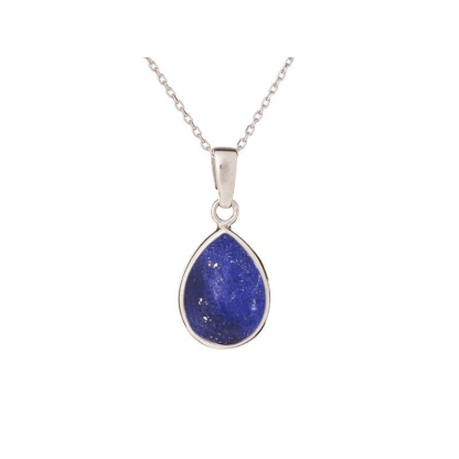 Ciondolo goccia con lapislazzuli blu, argento 925 rodiato, altezza 1,5+0,8 cm