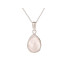 Drop pendant with rose quartz, in 925 rhodium silver, height 1.5+0.8 cm