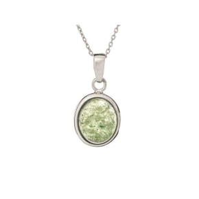 Pingente com aventurina oval verde, em prata 925 banhada a ródio, altura 1,5+0,8 cm
