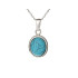Pendentif avec turquoise ovale, en argent rhodié 925, hauteur 1,5+0,8 cm