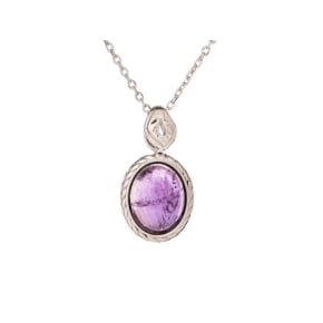 Colgante con amatista violeta, en plata 925 envejecida, altura 1,2+0,6 cm