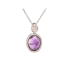 Pandantiv cu ametist violet, din argint invechit 925, inaltime 1,2+0,6 cm