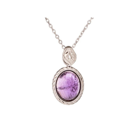 Ciondolo con ametista viola, in argento 925 invecchiato, altezza 1,2+0,6 cm