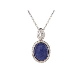 Hanger met blauwe lapis lazuli, in verouderd 925 zilver, hoogte 1,2+0,6 cm