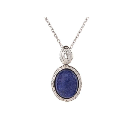Pendentif avec lapis-lazuli bleu, en argent vieilli 925, hauteur 1,2+0,6 cm