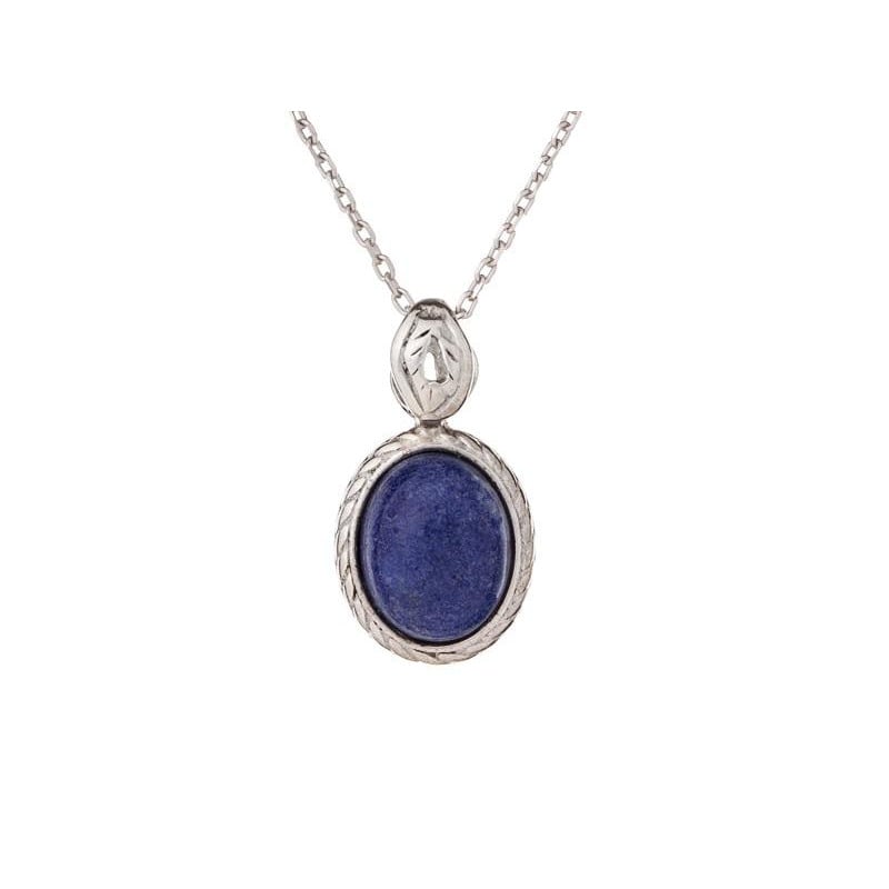 Colgante con lapislázuli azul, en plata envejecida 925, altura 1,2+0,6 cm