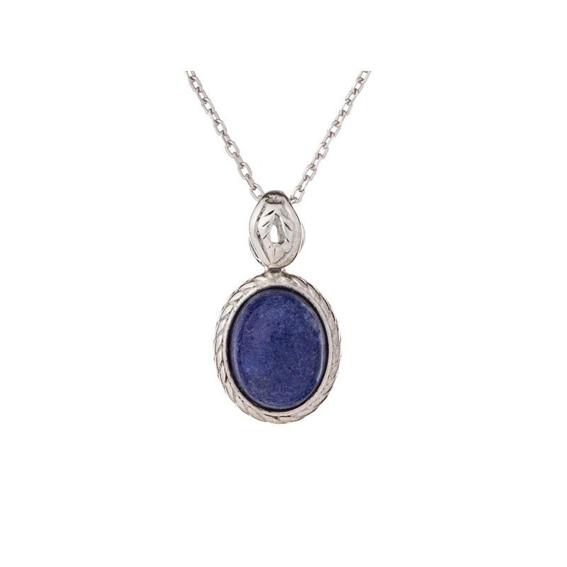 Hanger met blauwe lapis lazuli, in verouderd 925 zilver, hoogte 1,2+0,6 cm