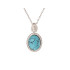 Ciondolo con turchese ovale, in argento 925 invecchiato, altezza 1,2+0,6 cm