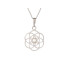 Levensbloem hanger met rozenkwarts, in 925 gerhodineerd zilver, diameter 2+1 cm