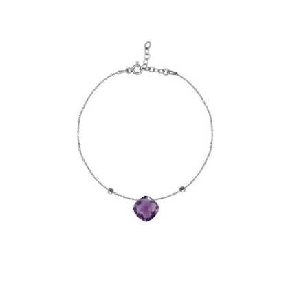 Armband mit violettem Amethyst, aus 925er rhodiniertem Silber, Länge 16+3 cm