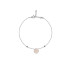 Bracelet avec quartz rose naturel rond, en argent rhodié 925, longueur 16+3 cm