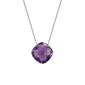 Collar con amatista violeta, en plata 925 rodiada, longitud 42 + 3 cm