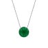 Collier avec calcédoine verte ronde, en argent rhodié 925, longueur 42 + 3 cm
