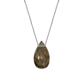 Collier avec quartz fumé naturel, en argent rhodié 925, longueur 42 + 3 cm