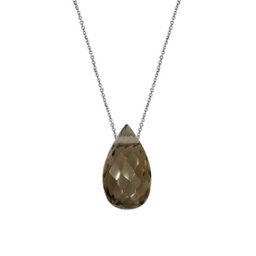 Necklace with natural smoky quartz, in 925 rhodium silver, length 42 + 3 cm