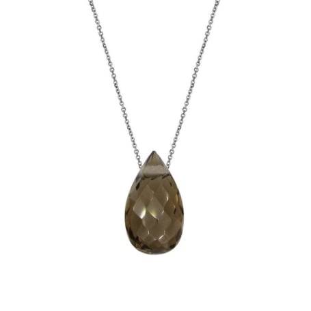 Halsketting met natuurlijk rookkwarts, in 925 gerhodineerd zilver, lengte 42 + 3 cm